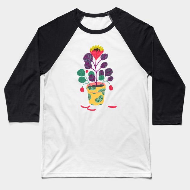 Plant with pink flower Baseball T-Shirt by ezrawsmith